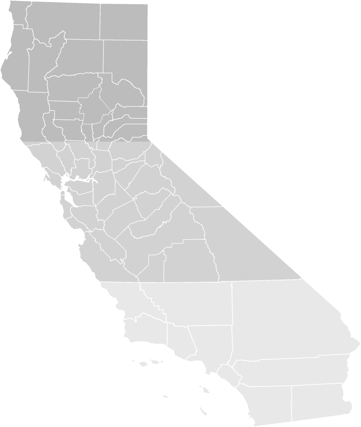 Map showing BLR Commercial service coverage in Northern and Central California